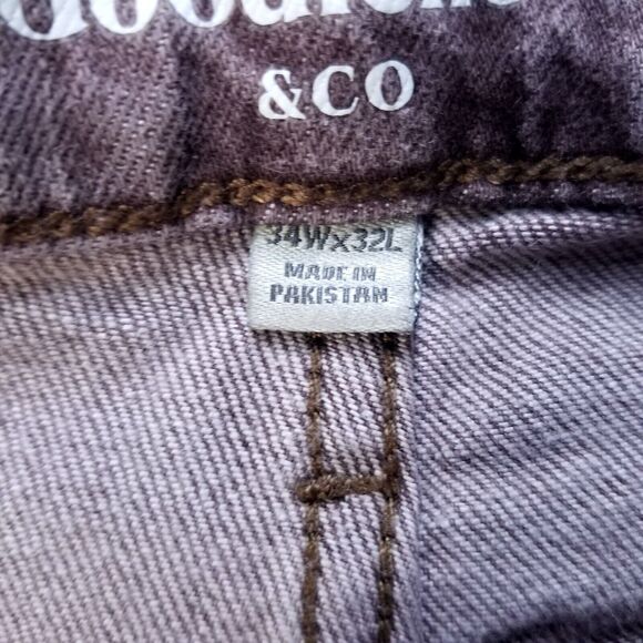 Goodfellow & Co Jeans Mens Size 34x32 Brown Slim Straight Dark Wash Denim - Picture 5 of 12